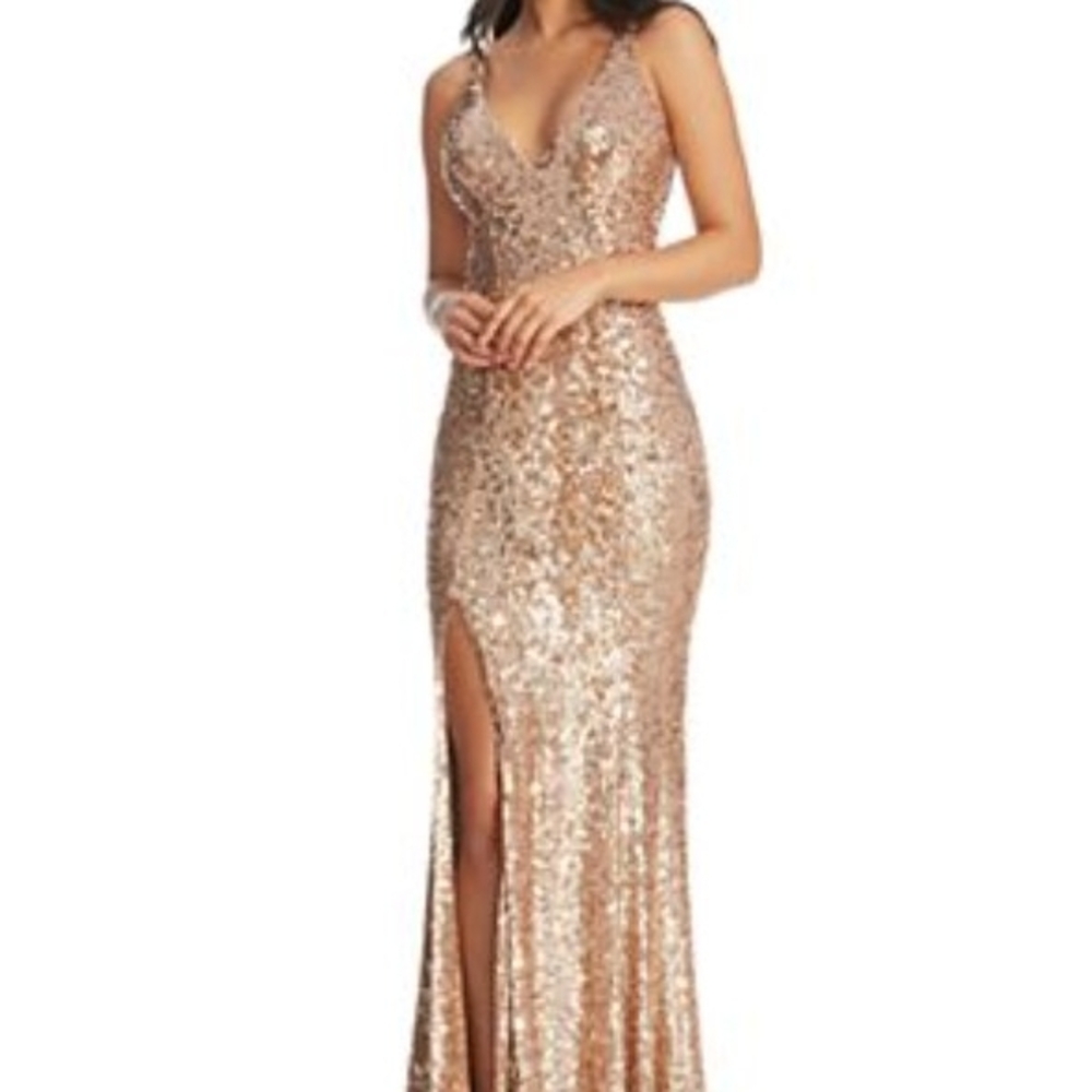 Dress the Population Gold Sequin Gown *107*:*135*